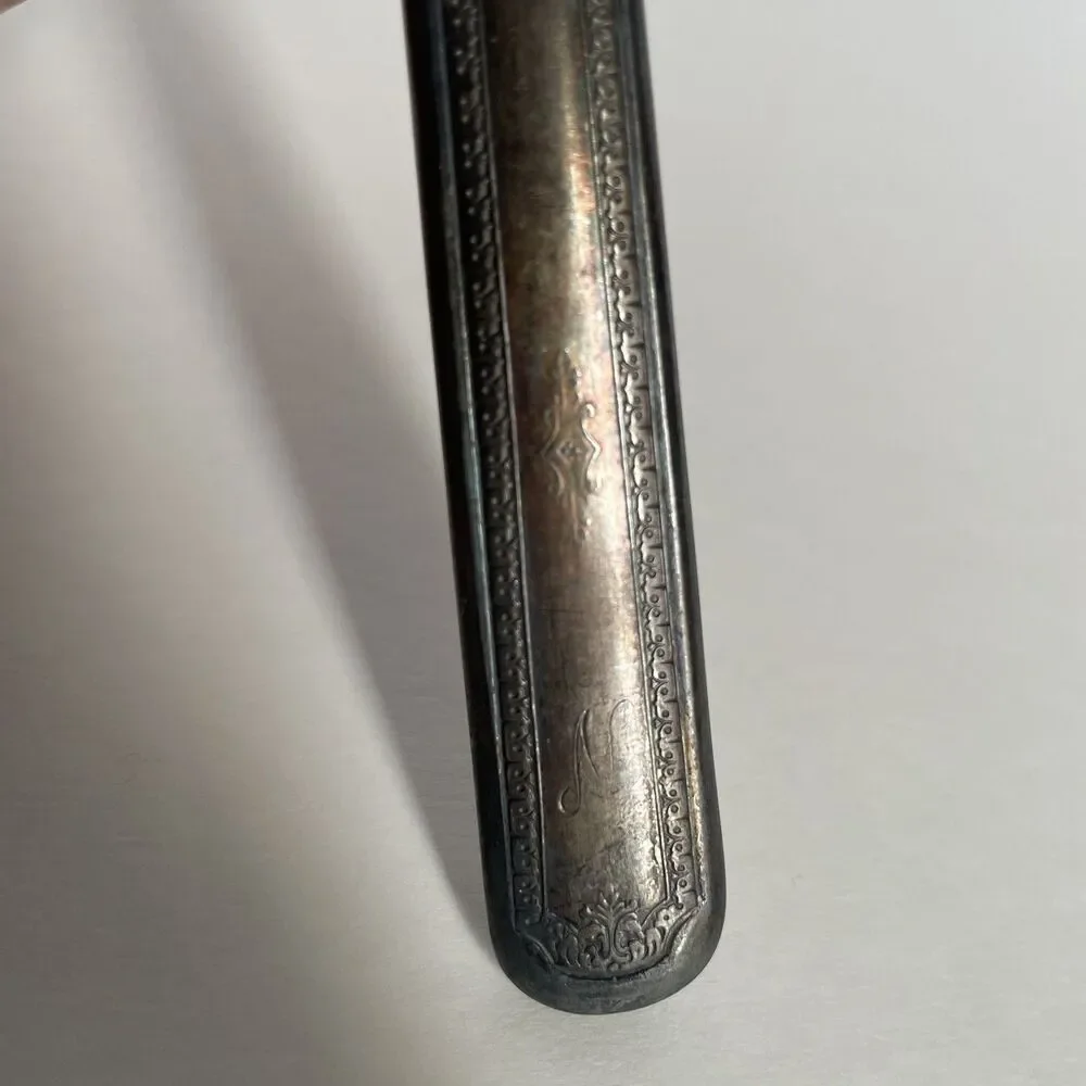 WM A ROGERS BERKELEY SILVERPLATE SERRATED WEDDING CAKE KNIFE MONOGRAM ENGRAVE N